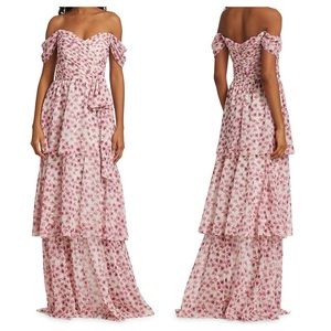 ML Monique Lhuillier Off-the-Shoulder Floral Maxi Dress NWT Size 10